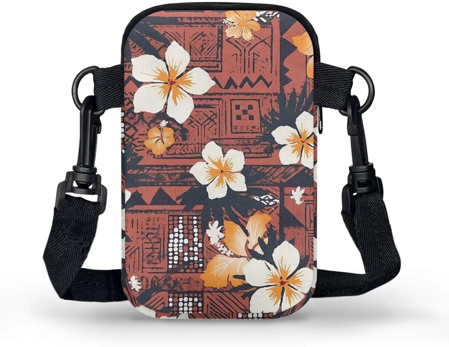 Hawaiian Tribal Small Crossbody Bags for Women Cell Phone Bag Purse, Sea Turtle Zipper Sling Purses Shoulder Bag