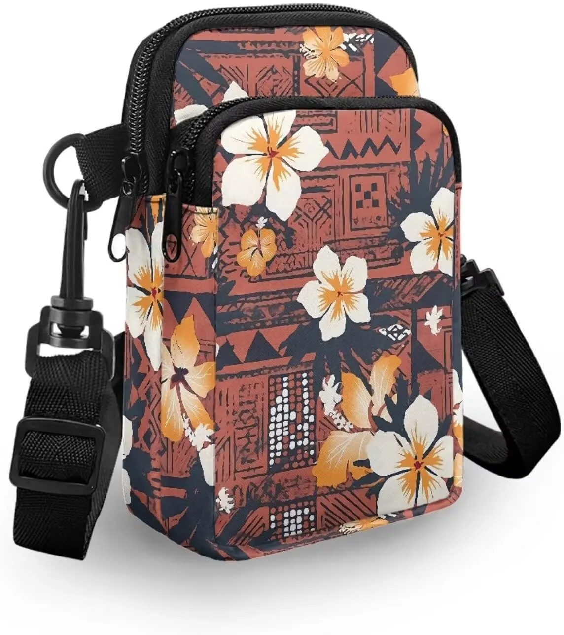 Hawaiian Tribal Small Crossbody Bags for Women Cell Phone Bag Purse, Sea Turtle Zipper Sling Purses Shoulder Bag