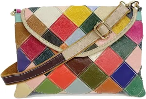 HBJWOV Bag White Collar Commuter Women's Color Leather Linger Splicing Shoulder Crossbody Bag