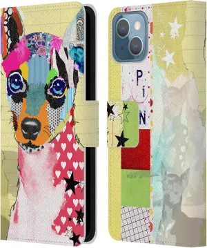 Head Case Designs Officially Licensed Michel Keck Mini Pinscher Dogs 3 Leather Book Wallet Case Cover Compatible with Apple iPhone 13