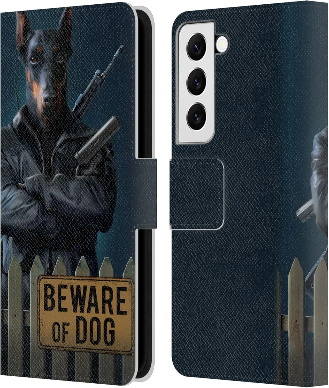 Head Case Designs Officially Licensed Vincent HIE Beware of Dog Canidae Leather Book Wallet Case Cover Compatible with Samsung Galaxy S22 5G