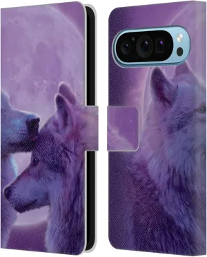 Head Case Designs Officially Licensed Vincent HIE Loving Wolves Canidae Leather Book Wallet Case Cover Compatible with Google Pixel 9 / Pixel 9 Pro