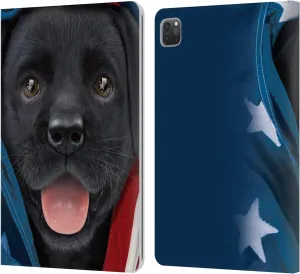 Head Case Designs Officially Licensed Vincent HIE Patriotic Black Lab Canidae Leather Book Wallet Case Cover Compatible with Apple iPad Pro 11 2020/2021 / 2022