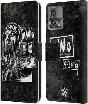 Head Case Designs Officially Licensed WWE Fathead Superstar NWO Leather Book Wallet Case Cover Compatible with Motorola Moto Edge 30 Fusion