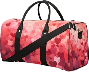 Heart Valentine's Day Travel Duffel Bag for Women Men Waterproof Foldable Overnight Weekender Bag Large Capacity Sports Gym Bag