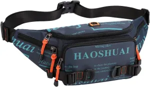 Hebetag Outdoor Waist Bag Nylon Fanny Pack for Men Women Travel Sports Hiking Running Hip Bum Belt Slim Cell Phone Purse Wallet Chest Pouch Navy