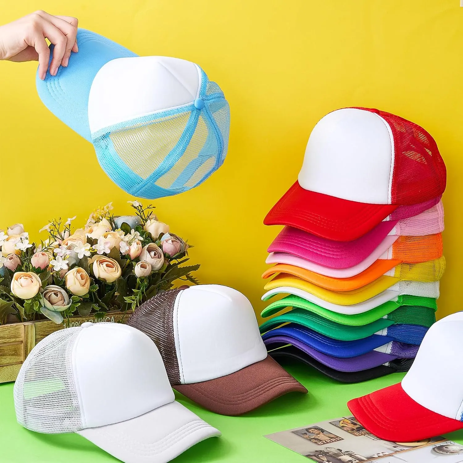 Hercicy 40 Pack Sublimation Blank Trucker Hat Bulk Baseball Cap Adjustable Mesh Unisex Polyester Hat Heat Transfer