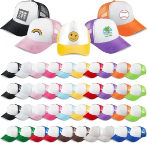 Hercicy 40 Pack Sublimation Blank Trucker Hat Bulk Baseball Cap Adjustable Mesh Unisex Polyester Hat Heat Transfer