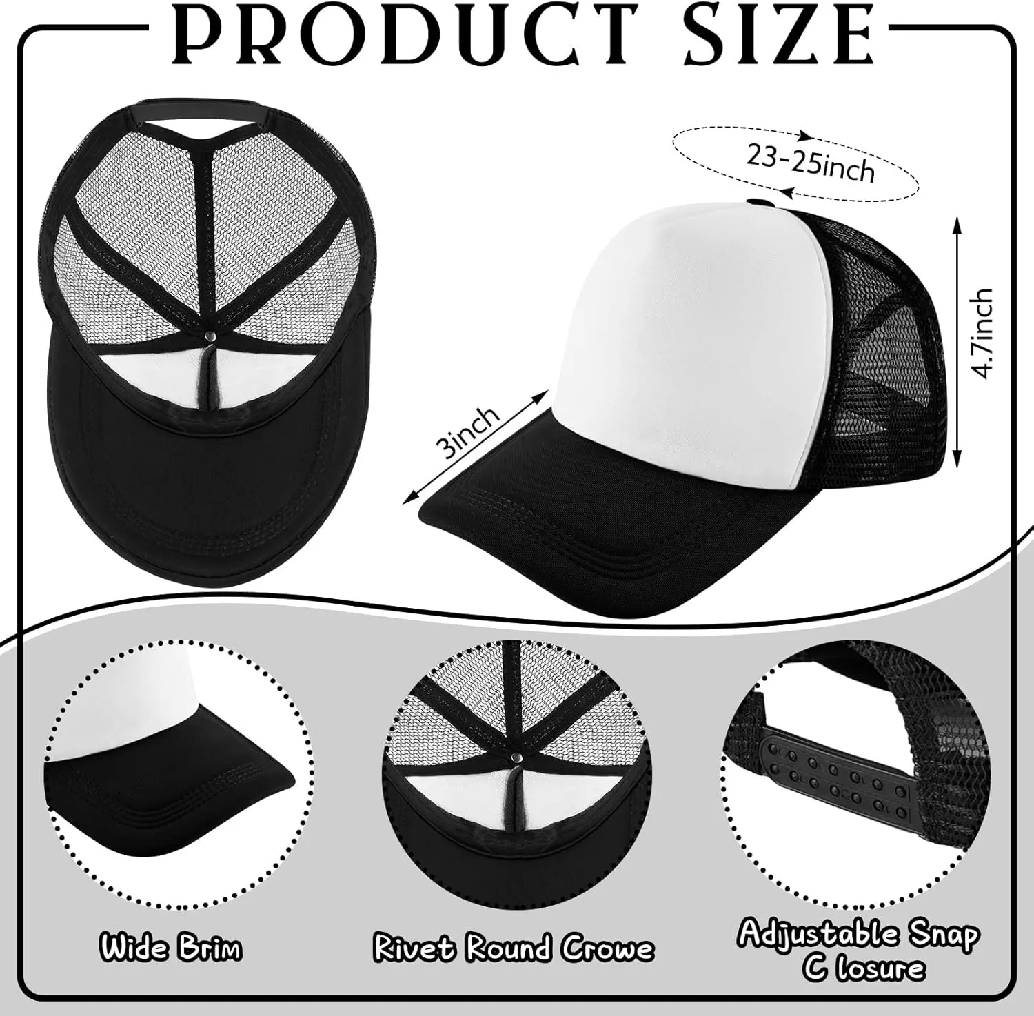 Hercicy 40 Pack Sublimation Blank Trucker Hat Bulk Baseball Cap Adjustable Mesh Unisex Polyester Hat Heat Transfer