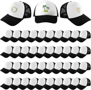 Hercicy 40 Pack Sublimation Blank Trucker Hat Bulk Baseball Cap Adjustable Mesh Unisex Polyester Hat Heat Transfer