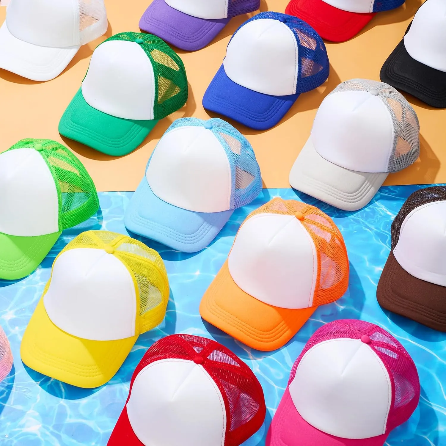 Hercicy 40 Pack Sublimation Blank Trucker Hat Bulk Baseball Cap Adjustable Mesh Unisex Polyester Hat Heat Transfer