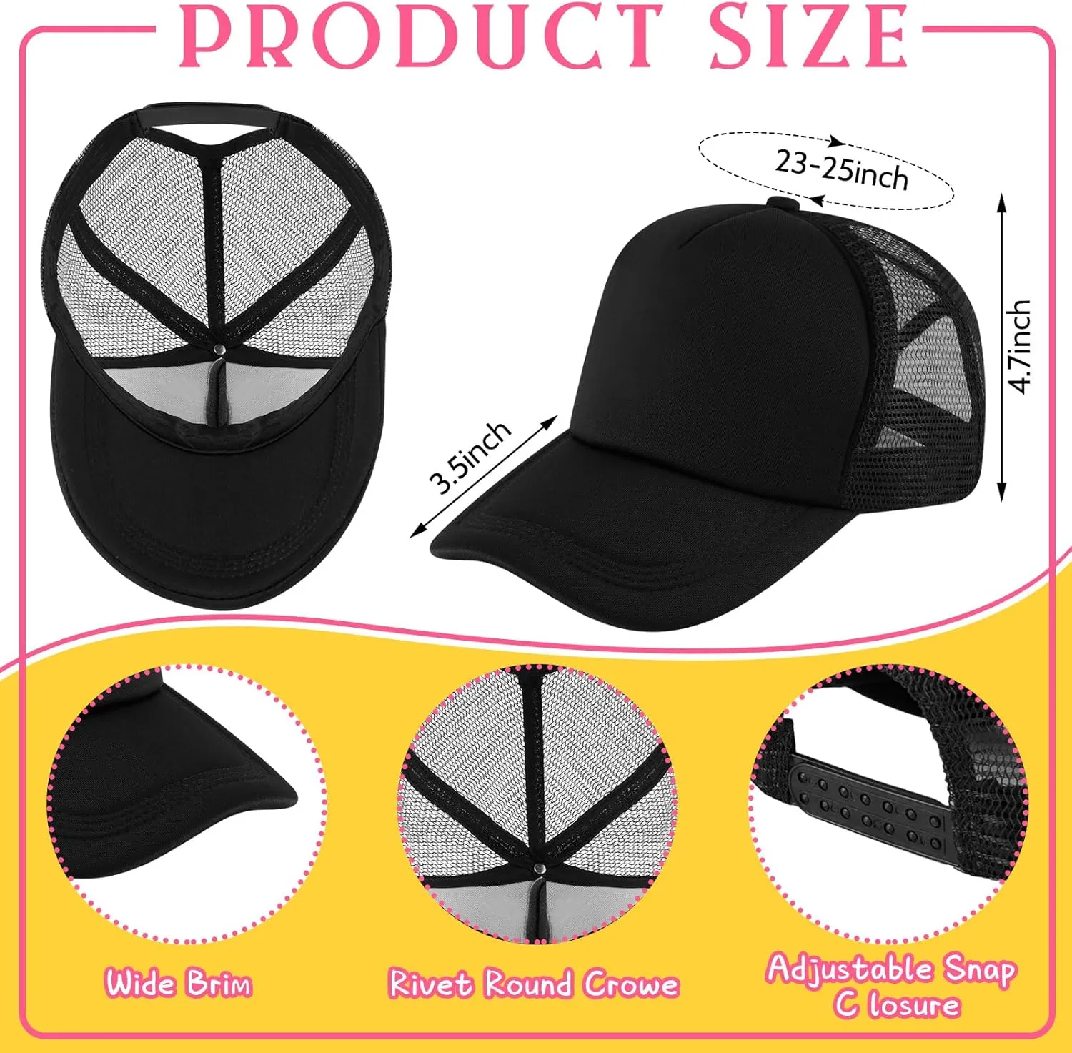 Hercicy 40 Pack Sublimation Blank Trucker Hat Bulk Baseball Cap Adjustable Mesh Unisex Polyester Hat Heat Transfer