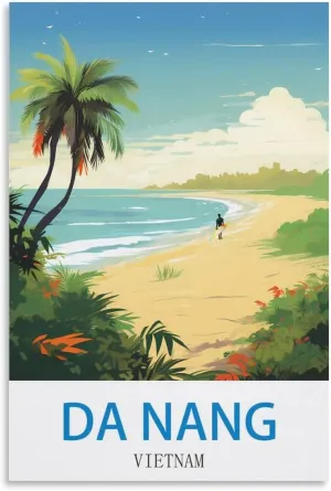 HeyBox Da Nang Vietnam Vintage Travel Poster Surf 16x24inch(40x60cm) Canvas Prints Wall Art Paintings for Home Office Living Room Decor