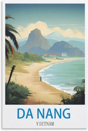 HeyBox Da Nang Vietnam Vintage Travel Posters Surf 16x24inch(40x60cm) Canvas Prints Wall Art Paintings for Home Office Living Room Decor