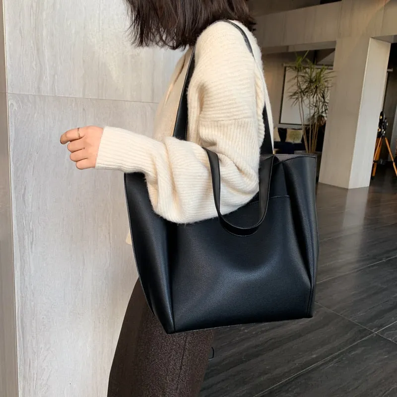 High Quality Faux Leather Shoulder Bags Large Capacity
