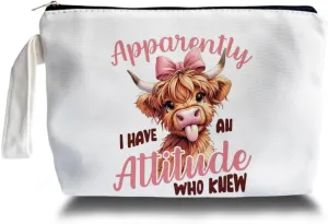 Highland Scottish Cow Makeup Bag - Highland Cow Themed Gifts for Girls Mom Women, Cosmetic Travel Bags for Women