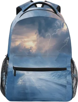 Highway Blizzard Travel Backpack Waterproof Laptop Bookbags Lightweight Large Capacity Multi Pockets Casual School Shoulder Bag 15L