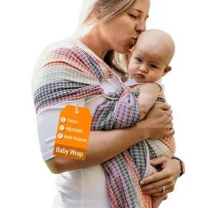 Hip Baby Wrap Ring Sling Baby Carrier for Infants and Toddlers - 100% Soft Cotton Baby Wraps Carrier for Babies 8-35 lbs - Perfect Baby Shower Gifts Moms and Dads - Nursing Cover (Rainbow Honeycomb)