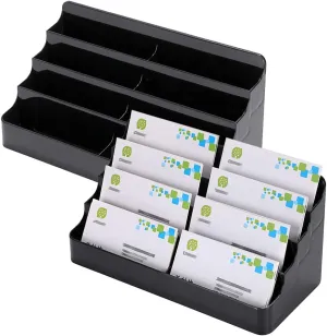 Hipiwe Business Card Holder for Desk- 8 Pocket Acrylic Business Card Display Stand Office Desktop Name Card Organizer,Fits 480Pcs Business Cards (Black ,2 Pack)
