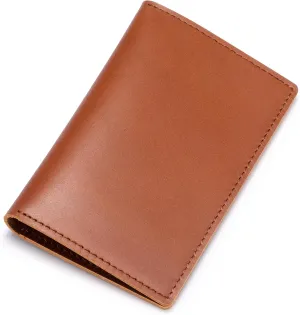 HISCOW Minimalist Thin Bifold Card Holder - Italian Calfskin (Brown)