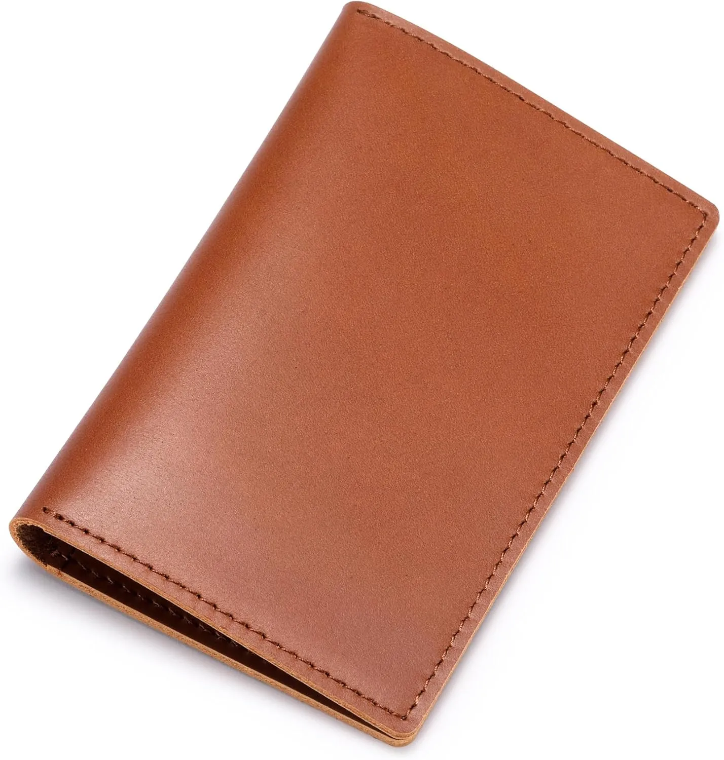 HISCOW Minimalist Thin Bifold Card Holder - Italian Calfskin (Brown)