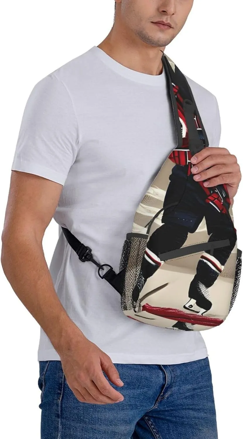 Hockey Sports High Storage Capacity Chest Bag Diagonally Sling Backpack Crossbody Shoulder Bag For Men Women
