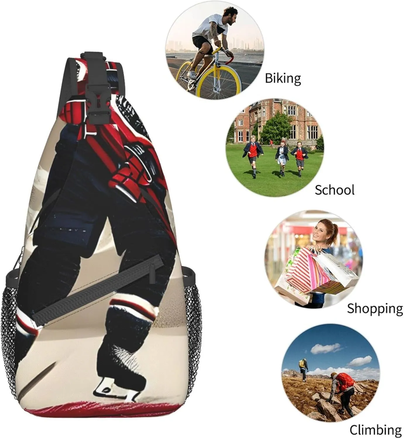 Hockey Sports High Storage Capacity Chest Bag Diagonally Sling Backpack Crossbody Shoulder Bag For Men Women