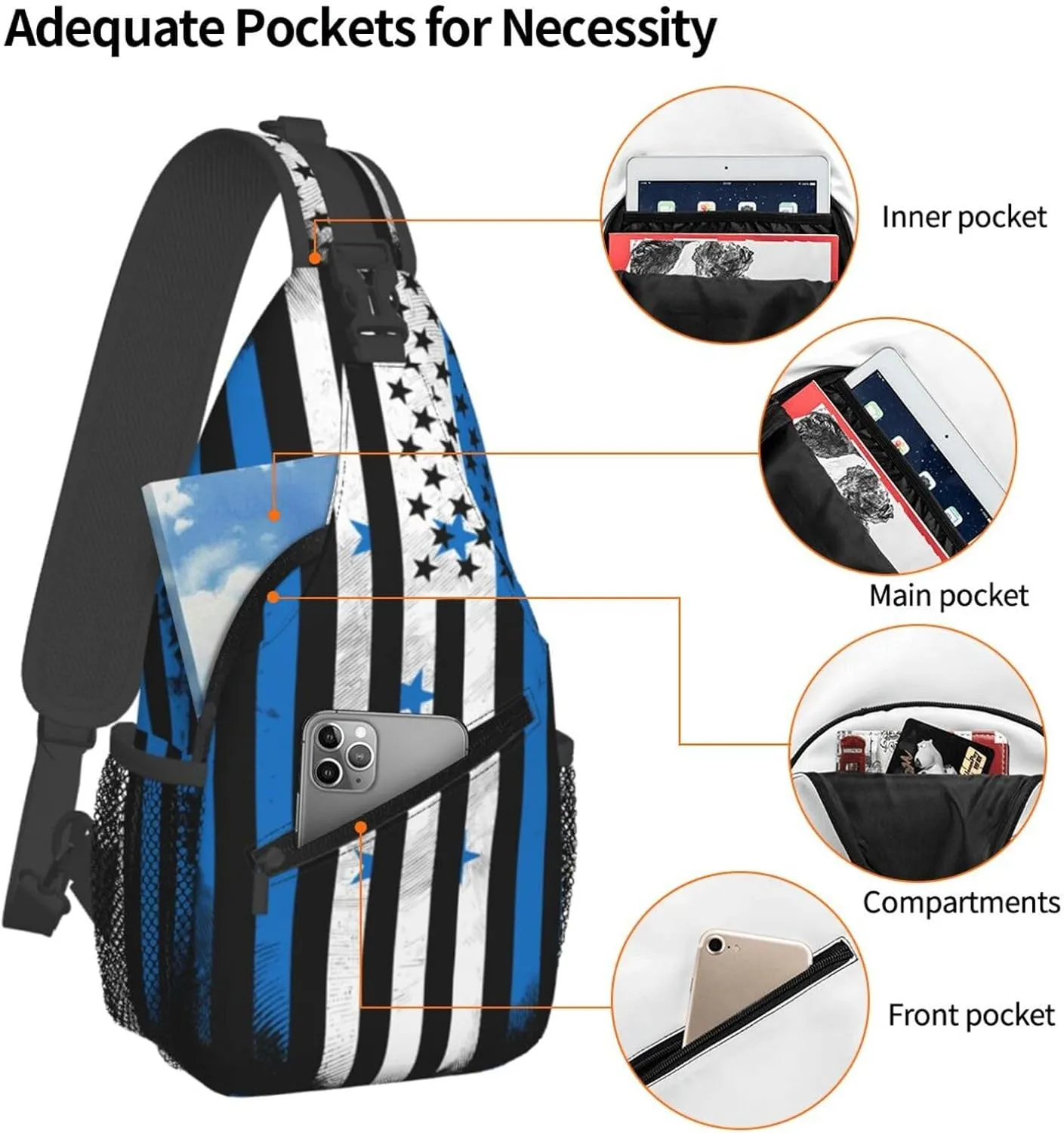 Honduran American Flag Crossbody Bag Cross Chest Bag Adjustable Sling Backpack Sports Gym Shoulder Bags Travel Cycling Daypack Diagonally Casual Rucksack