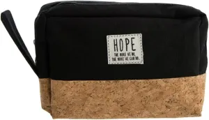 Hope ~ The More We Do Cork & Canvas Zipper Travel Makeup Pouch Bag (Black)