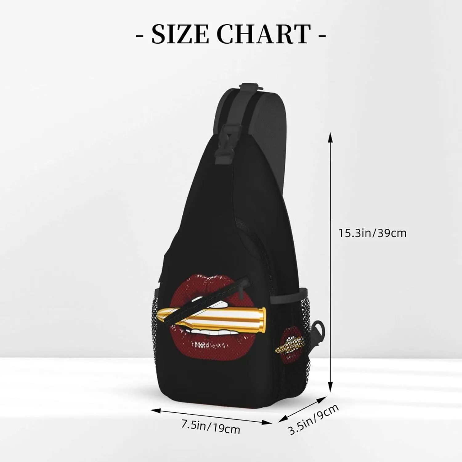 Hot Red Lips Crossbody Bag Cross Chest Bag Adjustable Sling Backpack Sports Gym Shoulder Bags Travel Cycling Daypack Diagonally Casual Rucksack