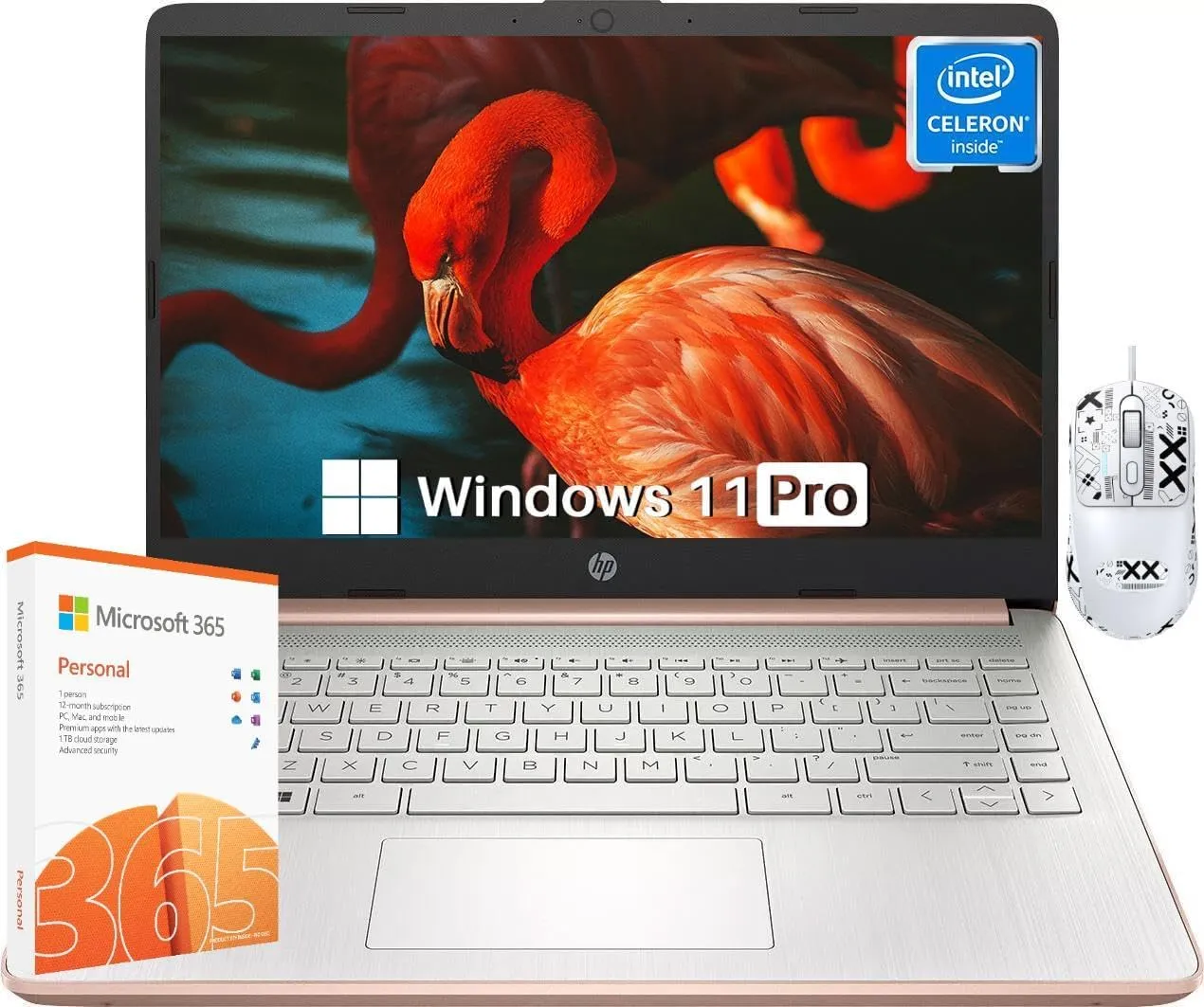 HP Stream 14 inch Laptop for Student Business, Intel Quad-Core N4120, 16GB RAM, 192GB Storage (64GB eMMC   128GB Card), 1-Year Office 365, Webcam, Long Battery Life, WiFi, Win 11 H S, Accessories