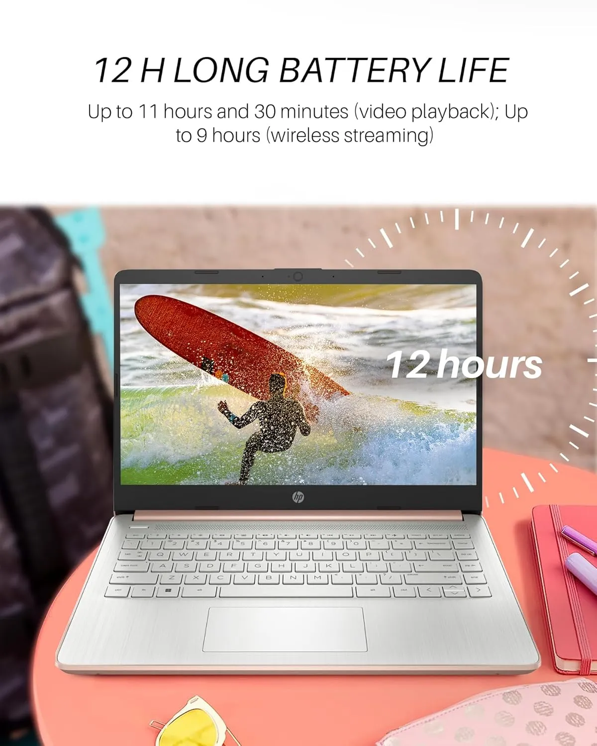 HP Stream 14 inch Laptop for Student Business, Intel Quad-Core N4120, 16GB RAM, 192GB Storage (64GB eMMC   128GB Card), 1-Year Office 365, Webcam, Long Battery Life, WiFi, Win 11 H S, Accessories