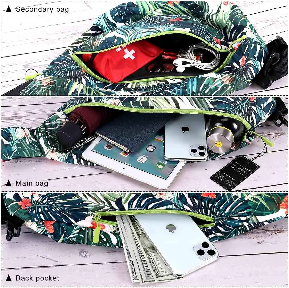 HUA ANGEL Crossbody Sling Bag for Men & Women Lightweight Waterproof Chest Shoulder Bag for Travel Hiking & Everyday Use