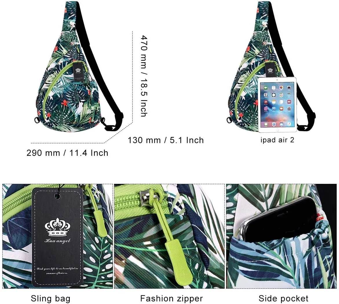 HUA ANGEL Crossbody Sling Bag for Men & Women Lightweight Waterproof Chest Shoulder Bag for Travel Hiking & Everyday Use