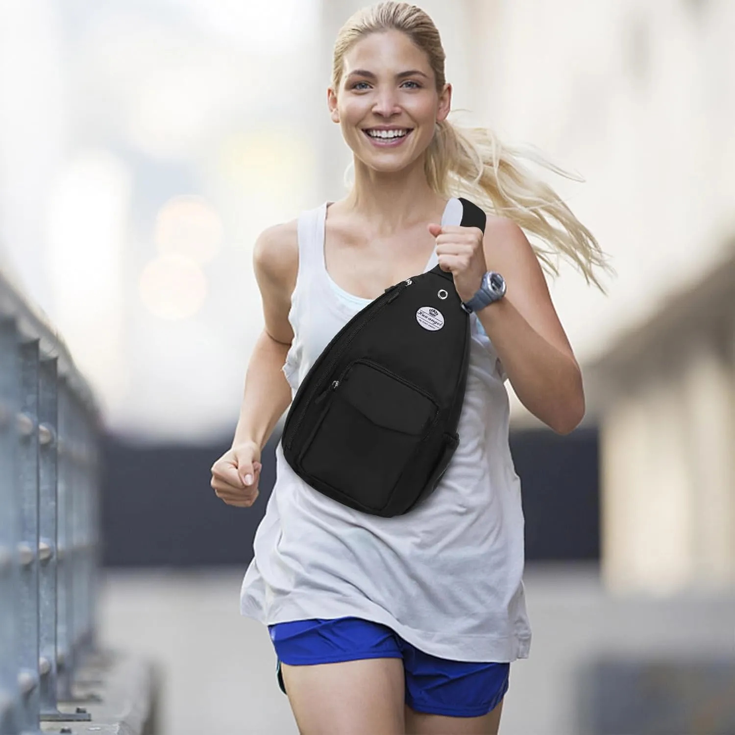 HUA ANGEL Crossbody Sling Bag for Men Women Lightweight Over the Shoulder Purse Day Bag Multipockets for Travel, Hiking, Gym