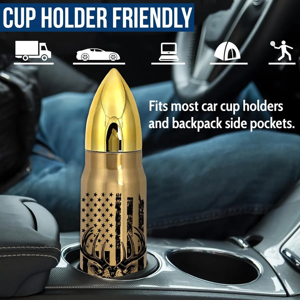 Hunting Gifts for Men – Funny 17oz Tumbler with Lid, I'd Rather Be Hunting Design, Unique Fathers Day and Birthday Gift for Hunters, Perfect for Dad, Son, Husband, or Friends