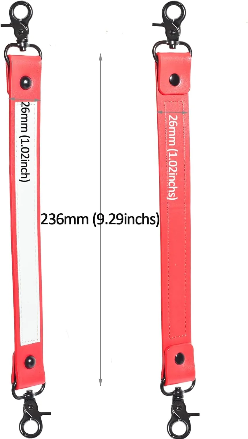 HYS Anti Sway Reflective/Security Strap with Red Leather, Heavy Duty Anti-Sway Holder with Black Hardware for Handheld Amateur Radio Case/Portable Bag-Keep YOUR RADIO (CASE/BAG) Closer to your Body