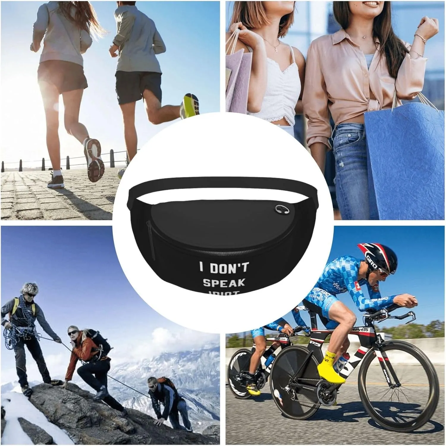 I Don'T Speak Idiot Adjustable Leisure Waistpack Outdoor Sports Running Waistpack Travel Phone Bag