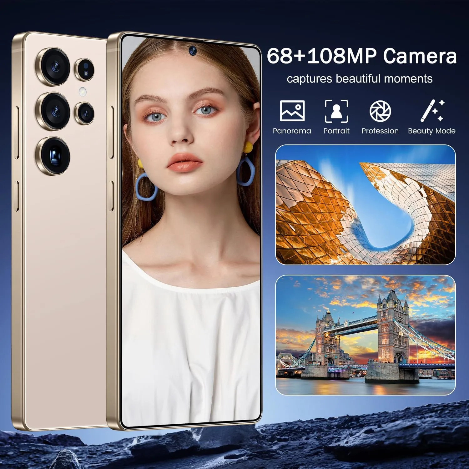 I25 Ultra 5G Unlocked Smartphone,8GB 256GB Fully Cell Phone for Android 14, 6.99" Unlocked Cell Phone, 7000mAh, 68MP 108MP Dual Camera/Dual SIM (Desert Titanium)