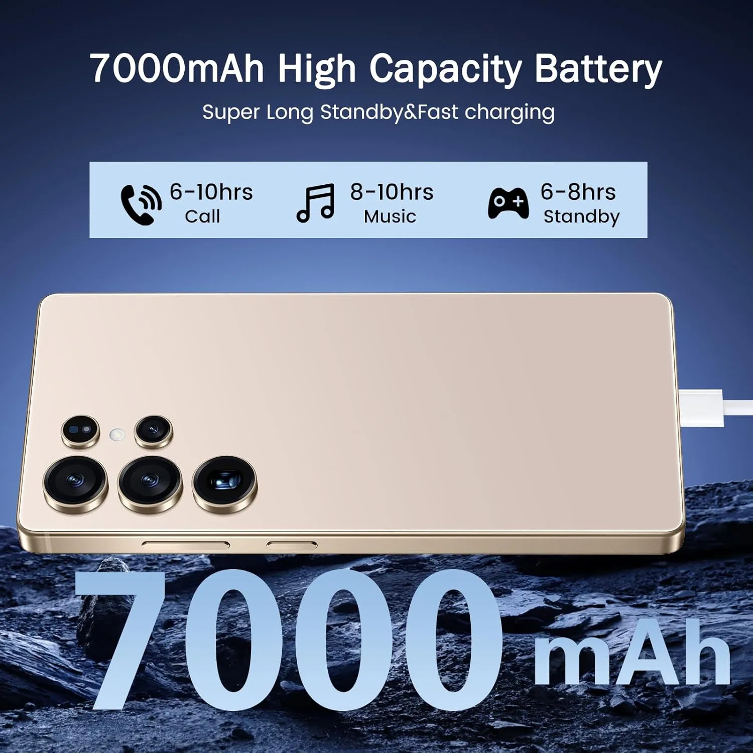 I25 Ultra 5G Unlocked Smartphone,8GB 256GB Fully Cell Phone for Android 14, 6.99" Unlocked Cell Phone, 7000mAh, 68MP 108MP Dual Camera/Dual SIM (Desert Titanium)