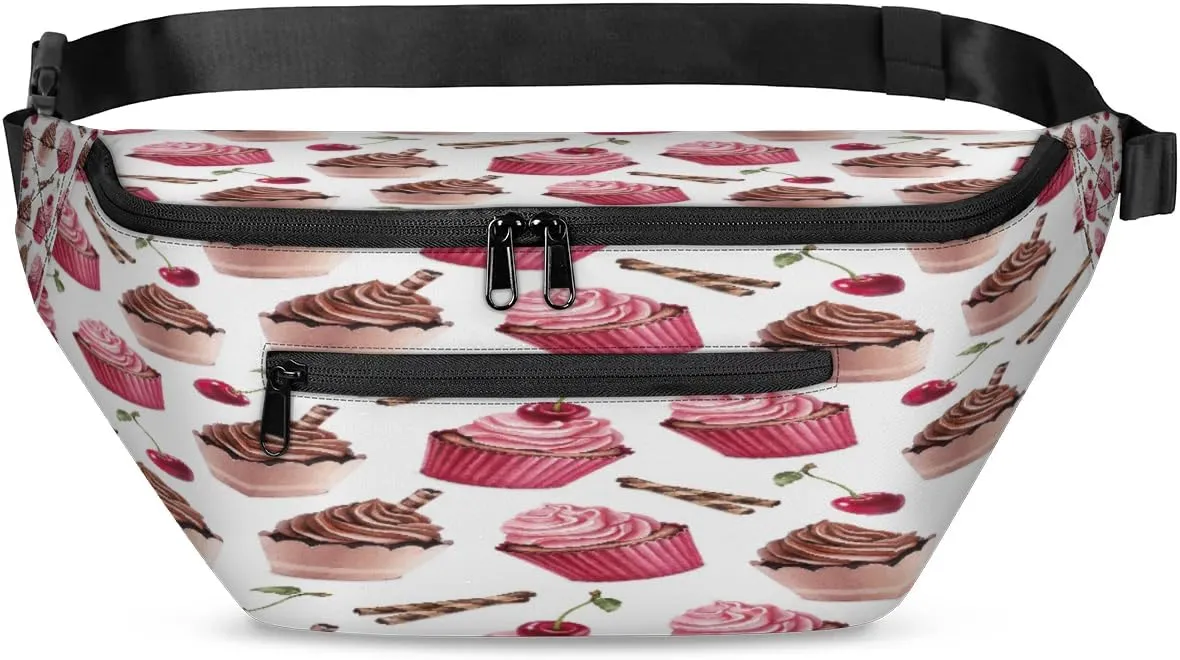 Ice Cream Cherry Crossbody Sling Bag for Women Men Crossbody Backpack with 4 Zipper Pockets Fanny Pack Shoulder Casual Daypack for Travel Running Hiking Cycling