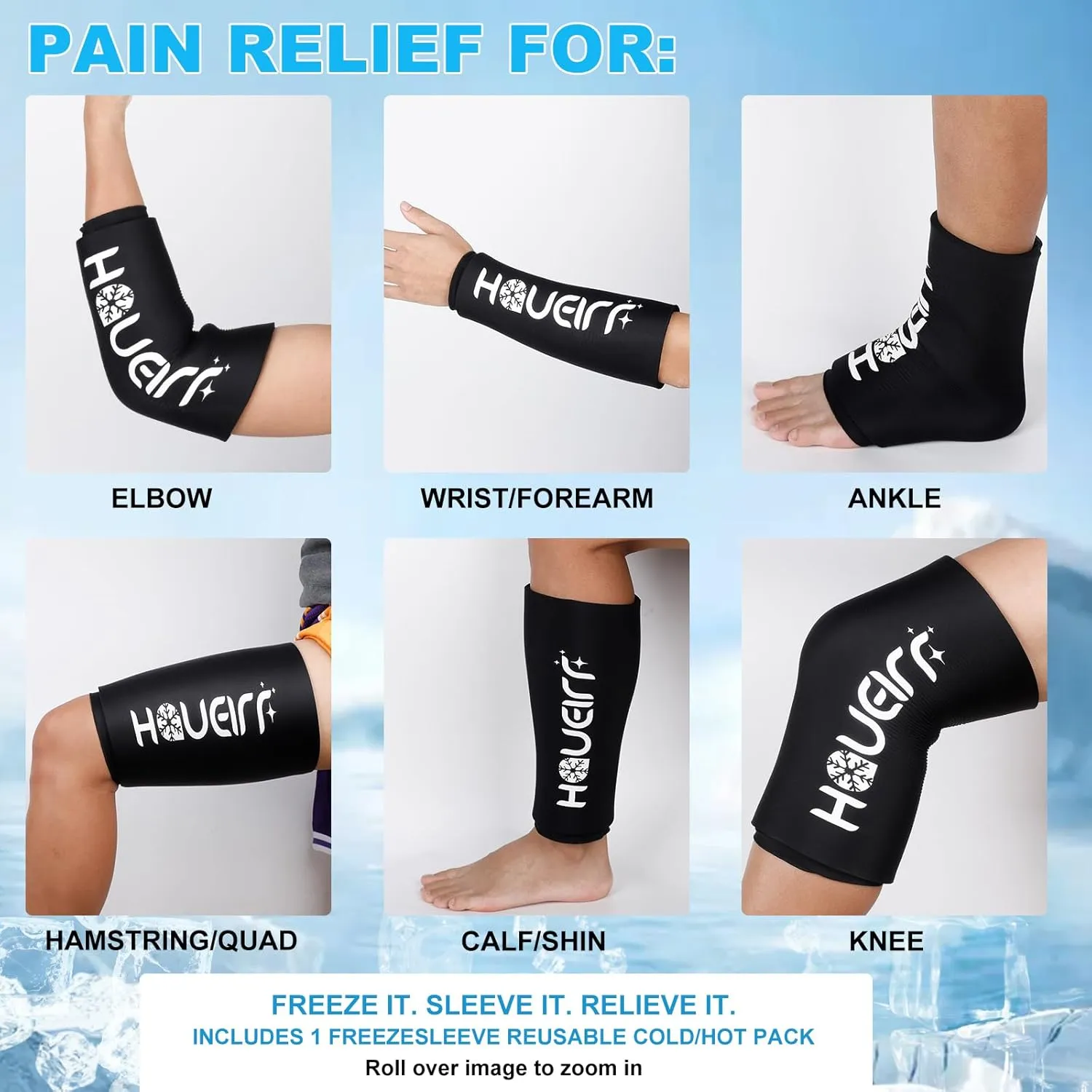 Ice Pack Wrap Cold/Hot Compression Sleeve for Knee Reusable Cold Wrap Recovery for Extra Cooling and Pressure, Gel Ice Packs for Elbow, Brace, Ankle, Calf - L