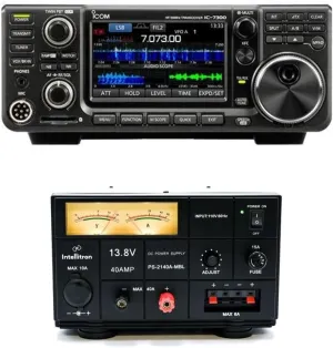 Icom IC-7300 100W HF/50MHz SDR Amateur Radio Transceiver Bundle (2 Items) with Intellitron PS-2140A-MBL 40A Variable Voltage Linear Power Supply with Volt and Amp Meters!!