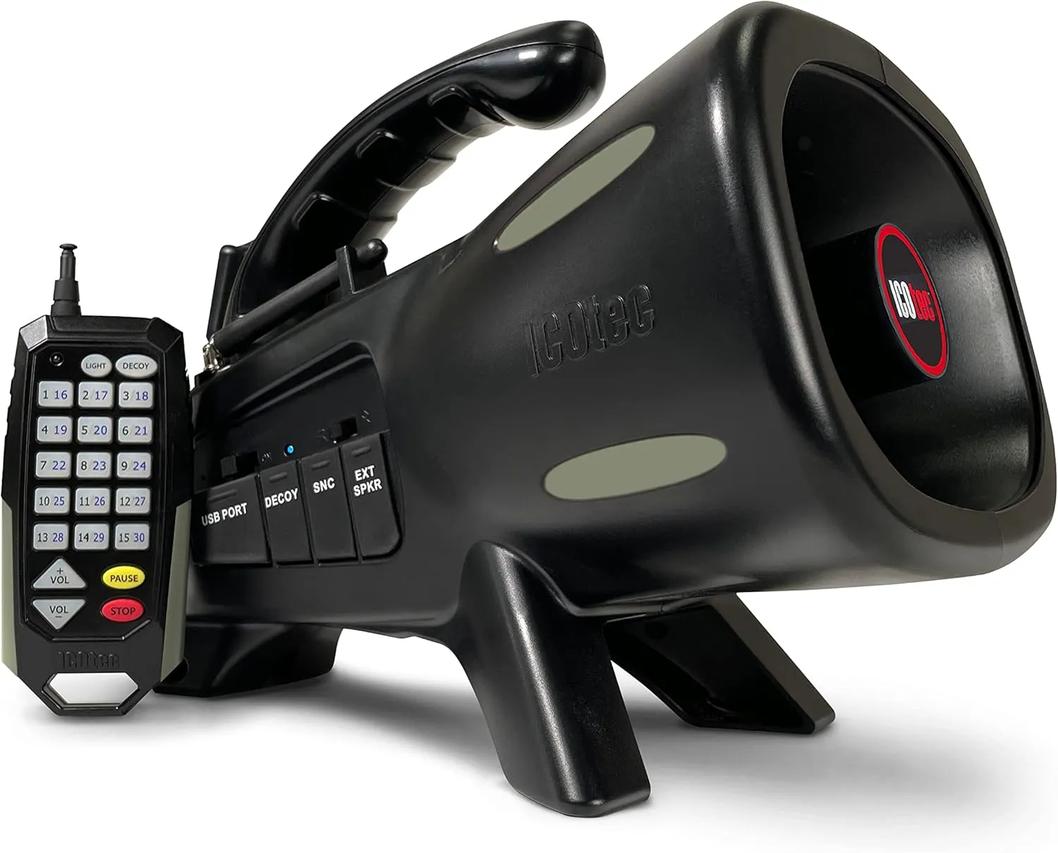 Icotec Renegade  Programmable Predator Call with Bluetooth - 30 Professional Sounds - 300 Yard Remote Range - Play 2 Sounds Simultaneously