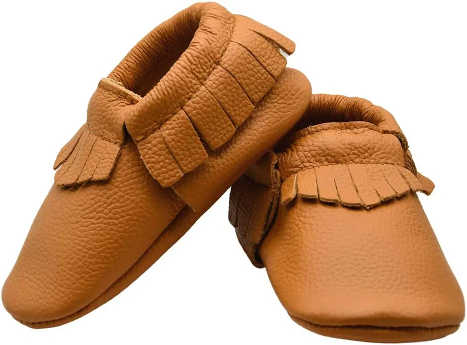 iEvolve Baby Leather Shoes Baby First Walking Shoes Baby Tassel Shoes Soft Sole Crib Shoes Baby Moccasins