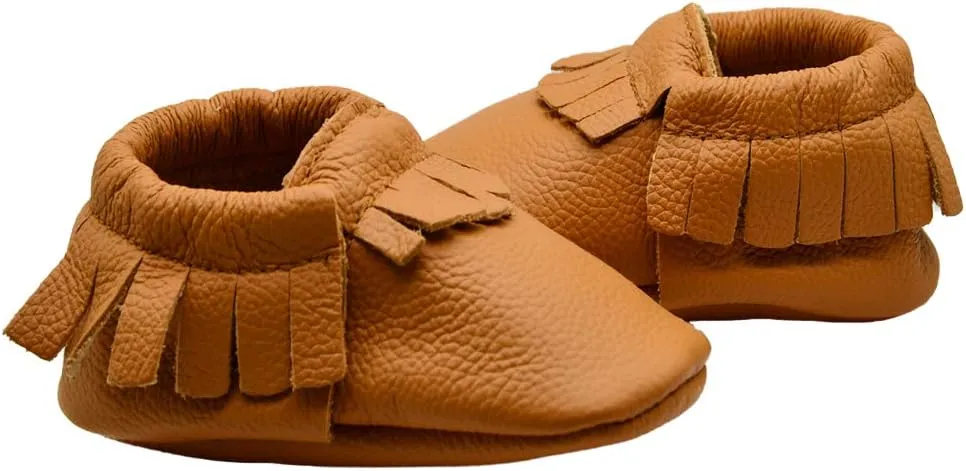 iEvolve Baby Leather Shoes Baby First Walking Shoes Baby Tassel Shoes Soft Sole Crib Shoes Baby Moccasins