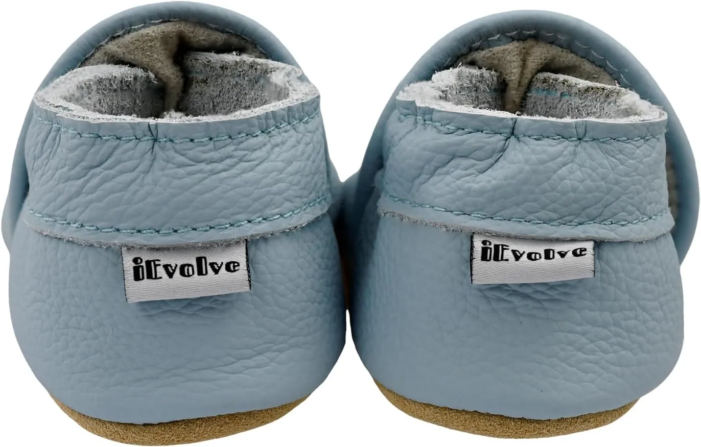 iEvolve Baby Leather Shoes Soft First Walker Shoes Crib Shoes Moccasins for Toddlers