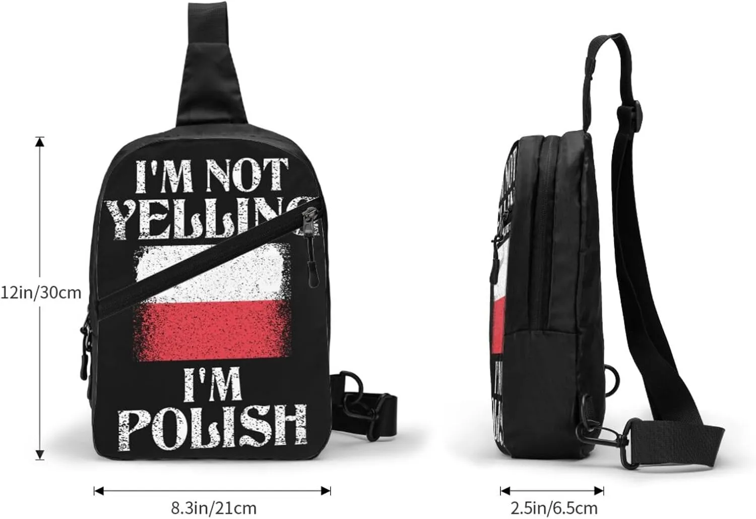 I'm Not Yelling I'm Polish Funny Polish Pride Portable Crossbody Bag Foldable Sling Bags Sports Gym Chest Daypack Reusable Shoulder Backpack Casual Diagonally Rucksack Fanny Packs