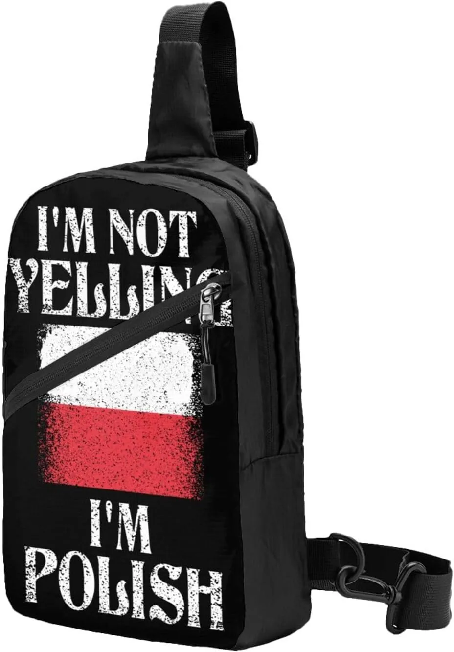 I'm Not Yelling I'm Polish Funny Polish Pride Portable Crossbody Bag Foldable Sling Bags Sports Gym Chest Daypack Reusable Shoulder Backpack Casual Diagonally Rucksack Fanny Packs