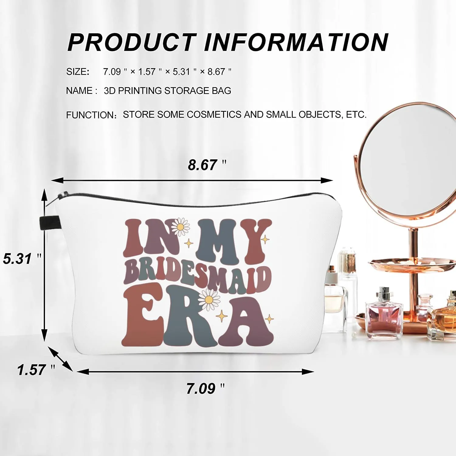 In My Bridesmaid Era, Funny Engagement Gifts for Bridesmaids - Bridal Shower & Bachelorette Party Cosmetic Bag for Women